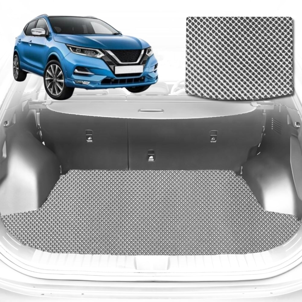 6D Diamond Car Boot Mat for Nissan QASHQAI (J11)2014-2021-Cargo Mat-Grey-Outback GT