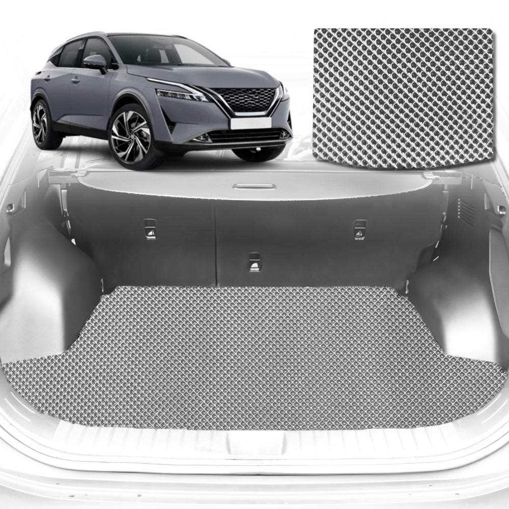 6D Diamond Car Boot Mat for All-new Nissan QASHQAI (J12) 2022-Current-Cargo Mat-Grey-Outback GT