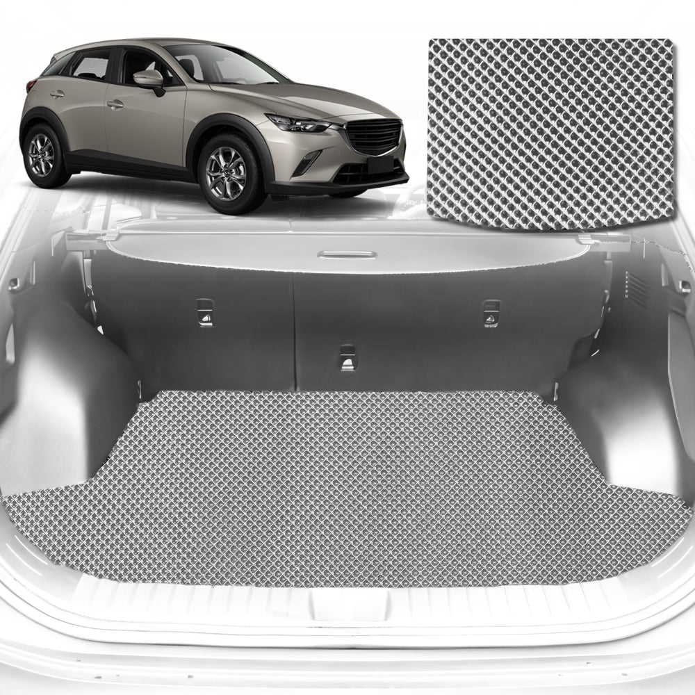 6D Diamond Car Boot Mat for Mazda CX-3 2015-Current-Cargo Mat-Grey-Outback GT