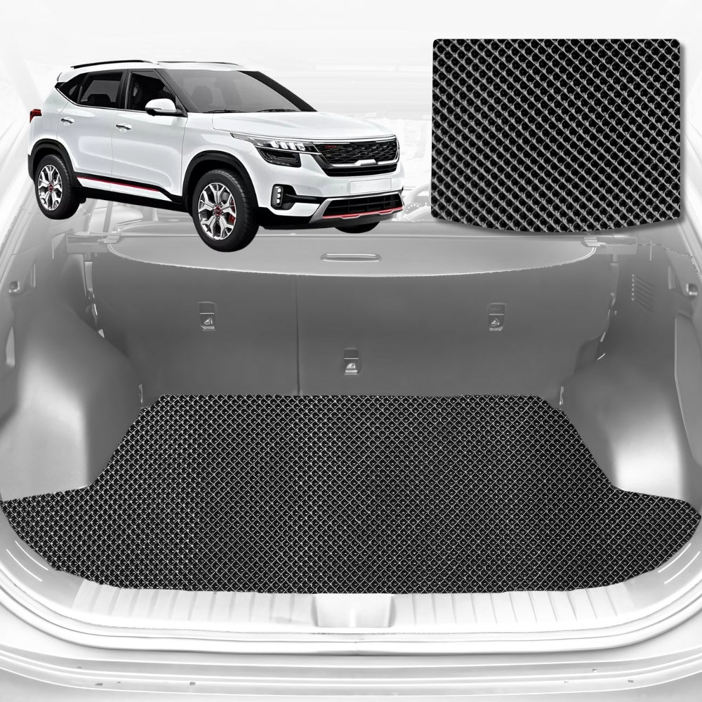 6D Diamond Car Boot Mat for Kia Seltos (KX3 SP2c)2019-Current-Cargo Mat-Black-Outback GT