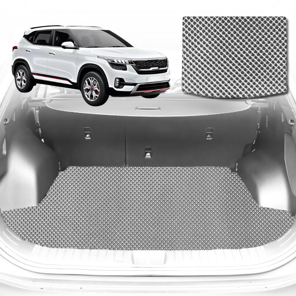 6D Diamond Car Boot Mat for Kia Seltos (KX3 SP2c)2019-Current-Cargo Mat-Grey-Outback GT