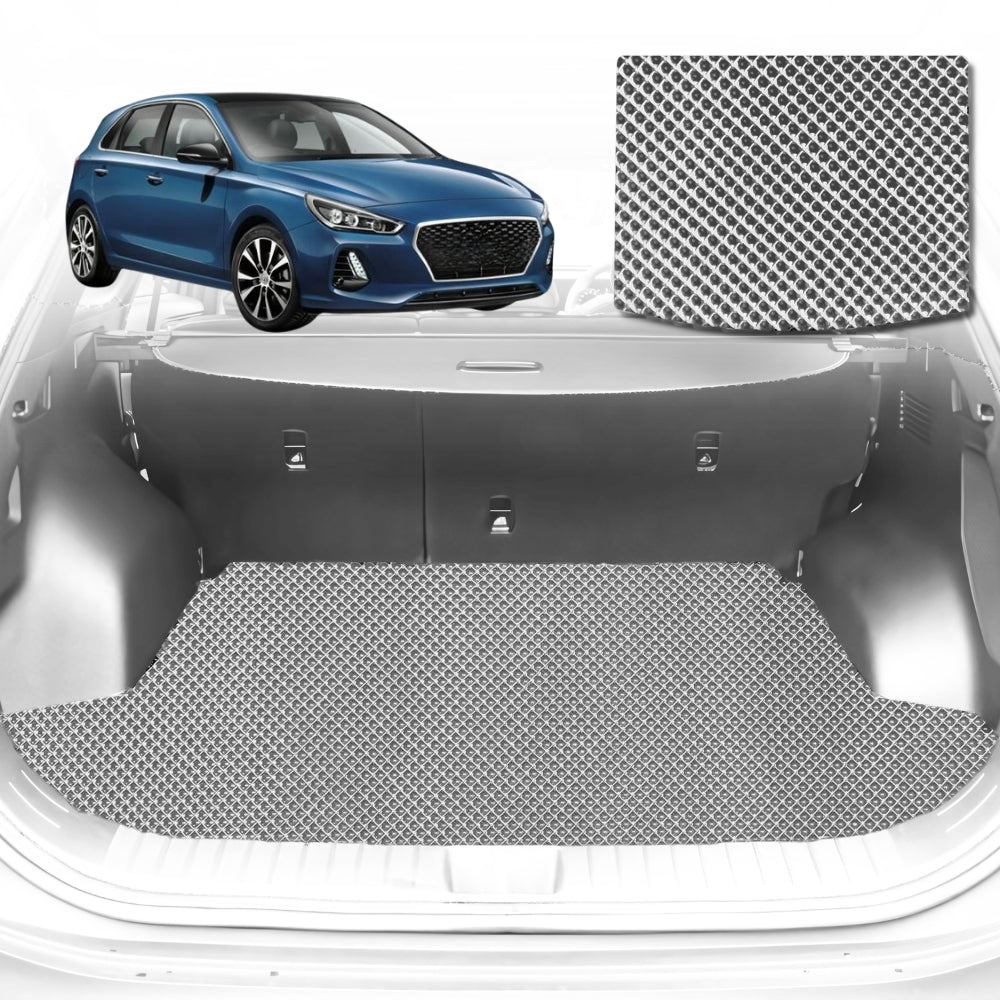 6D Diamond Car Boot Mat for Hyundai i30 (Sedan)2017-Current-Cargo Mat-Grey-Outback GT