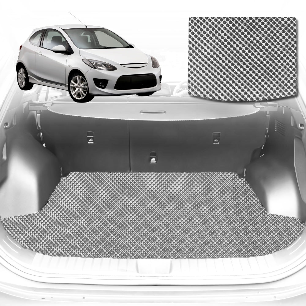 6D Diamond Car Boot Mat for Mazda 2 DE2007-2014-Sedan-Cargo Mat-Grey-Outback GT