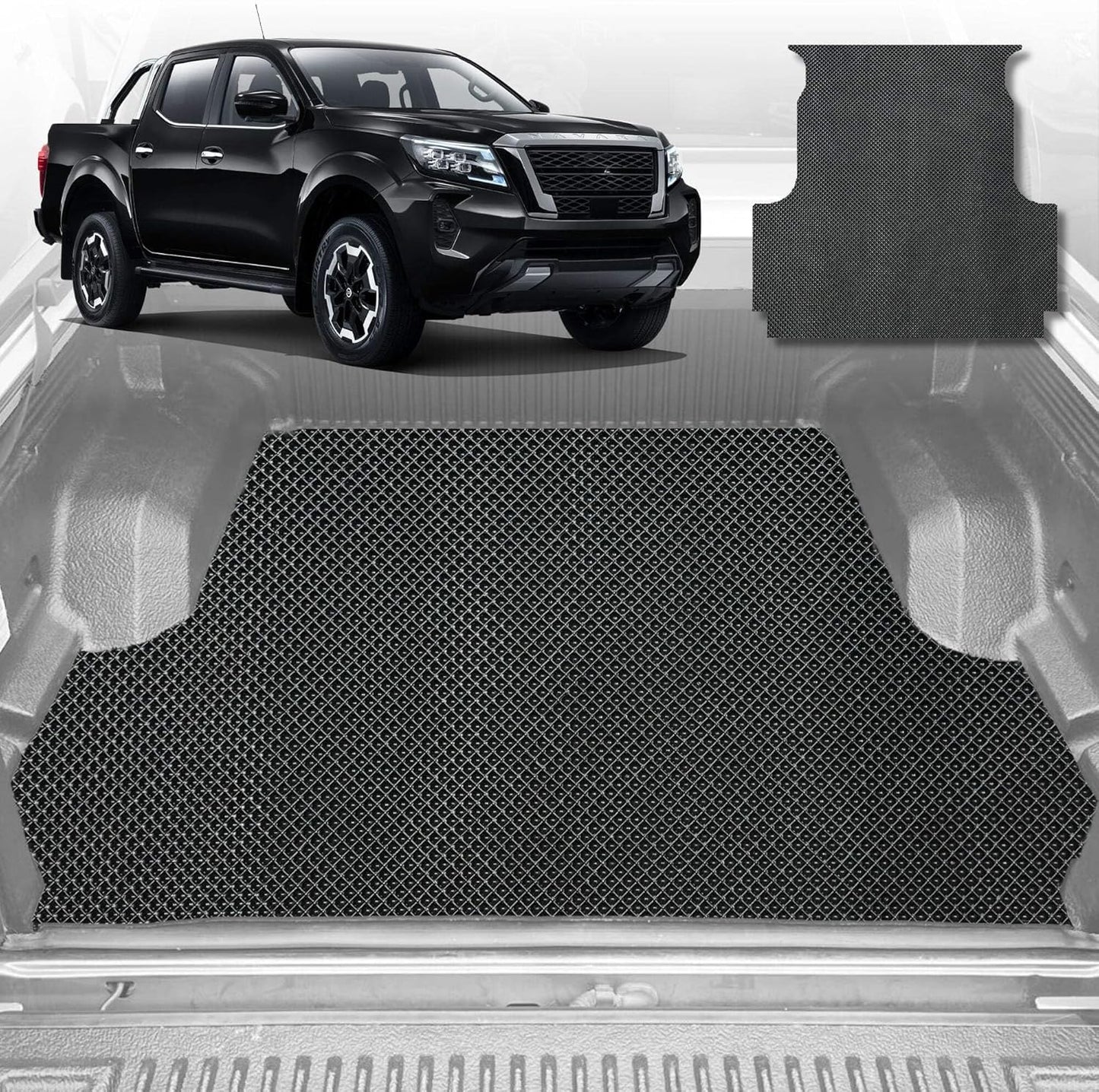 Ute Tub Mat for Nissan Navara Dual Cab NP300/D23 STX W/O Rear Cup 2015-Current (w Plastic Tub Liner)-Grey