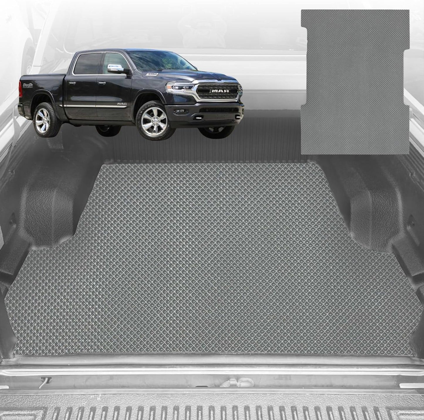 6D Diamond Ute Tub Mat for RAM 1500 Limited (DT) 2019-Current Without rambox 6ft 4in Bed Length - Grey