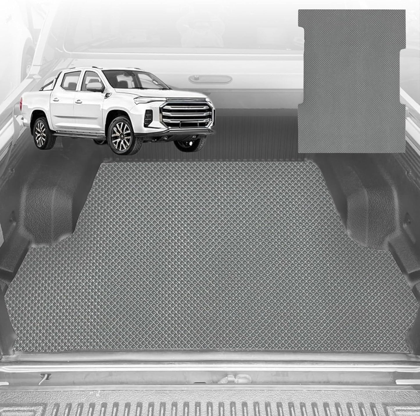 6D Diamond Ute Tub Mat for LDV T60 Max T60 Pro 2017-Current (with Spray on Liner or no Liner) - Grey