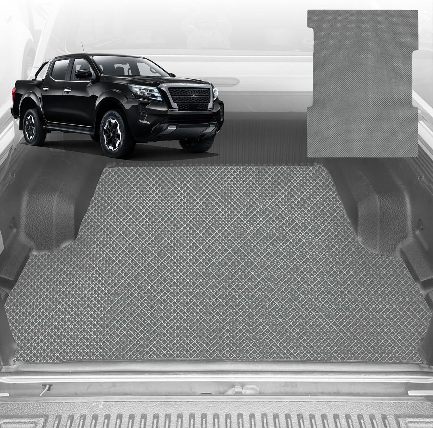 Ute Tub Mat for Nissan Navara Dual Cab NP300/D23 STX (Without Rear cup)2015-Current (w Spray on Liner or no Liner)-Grey