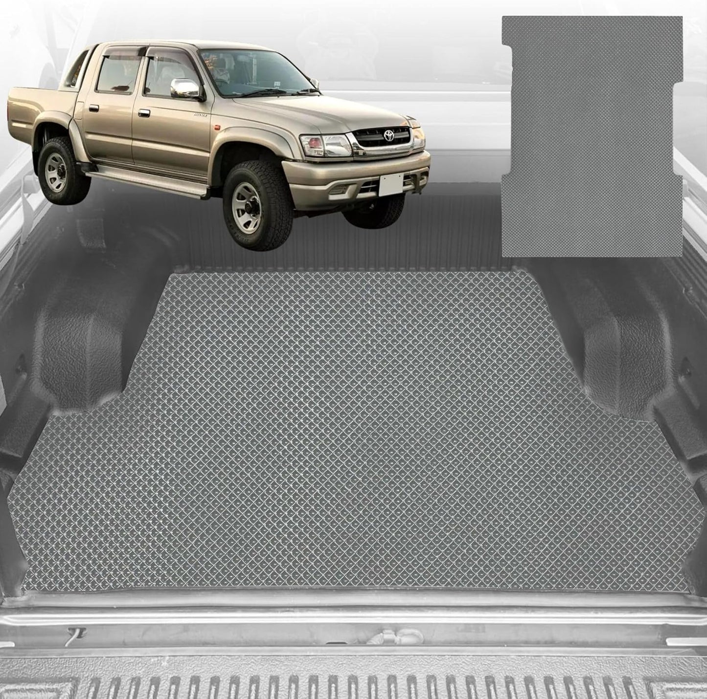6D Diamond Ute Tub Mat for Toyota Hilux Double Cab 1997-2005 (with Spray On Liner or No Liner) - Grey
