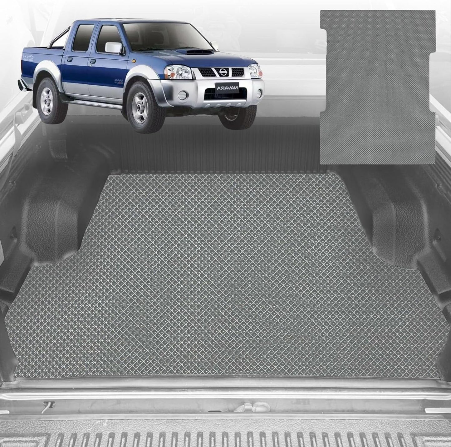 6D Diamond Ute Tub Mat for Nissan Navara Dual Cab (DX/D22 STR) 1997-2018 D22 - Custom Fit - Grey
