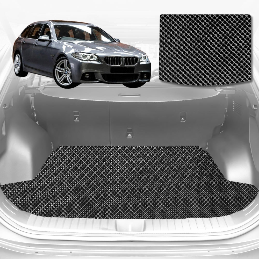 6D Diamond Car Boot Mat for BMW 5 Series (F07 F10 F11)2010-2016-Sedan-Cargo Mat-Black-Outback GT