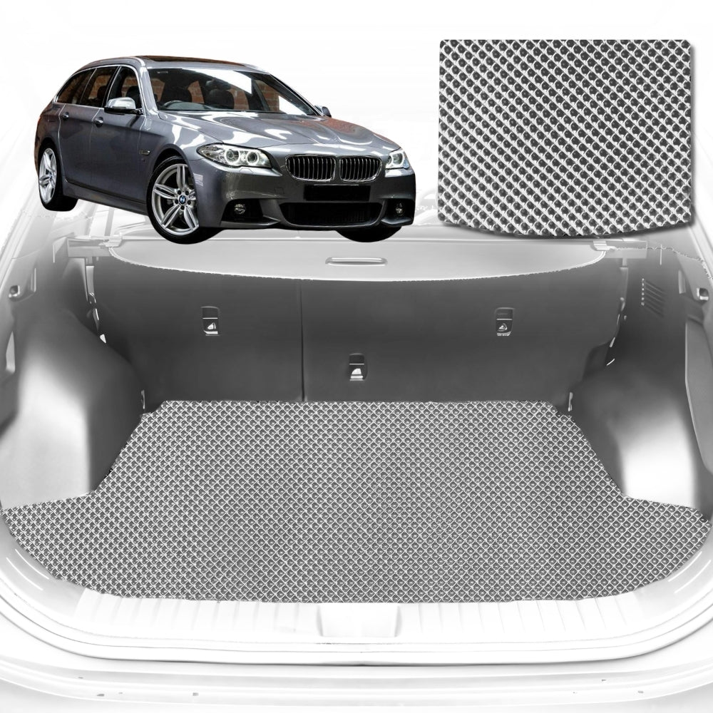 6D Diamond Car Boot Mat for BMW 5 Series (F07 F10 F11)2010-2016-Sedan-Cargo Mat-Grey-Outback GT