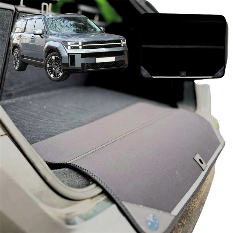 Rear Cargo Boot Bumper Protector for Hyundai Santa Fe Hybrid 2024 - Current (7 Seater) - XL (98 x 55) - Black