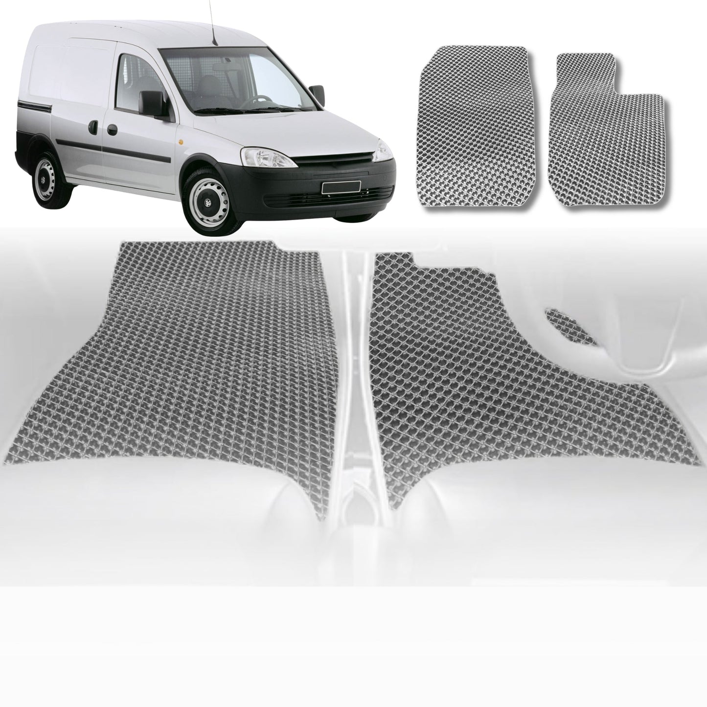 6D Diamond Car Floor Mats for Holden Commodore Ute Single Cab 2007-2017-Front Set-Grey-Outback GT