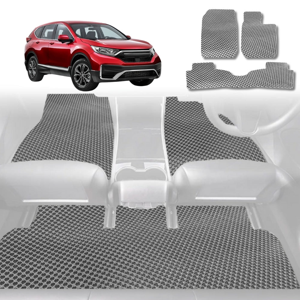 6D Diamond Car Floor Mats for Honda CR-V 2017-2022-Full Set-Grey-Outback GT