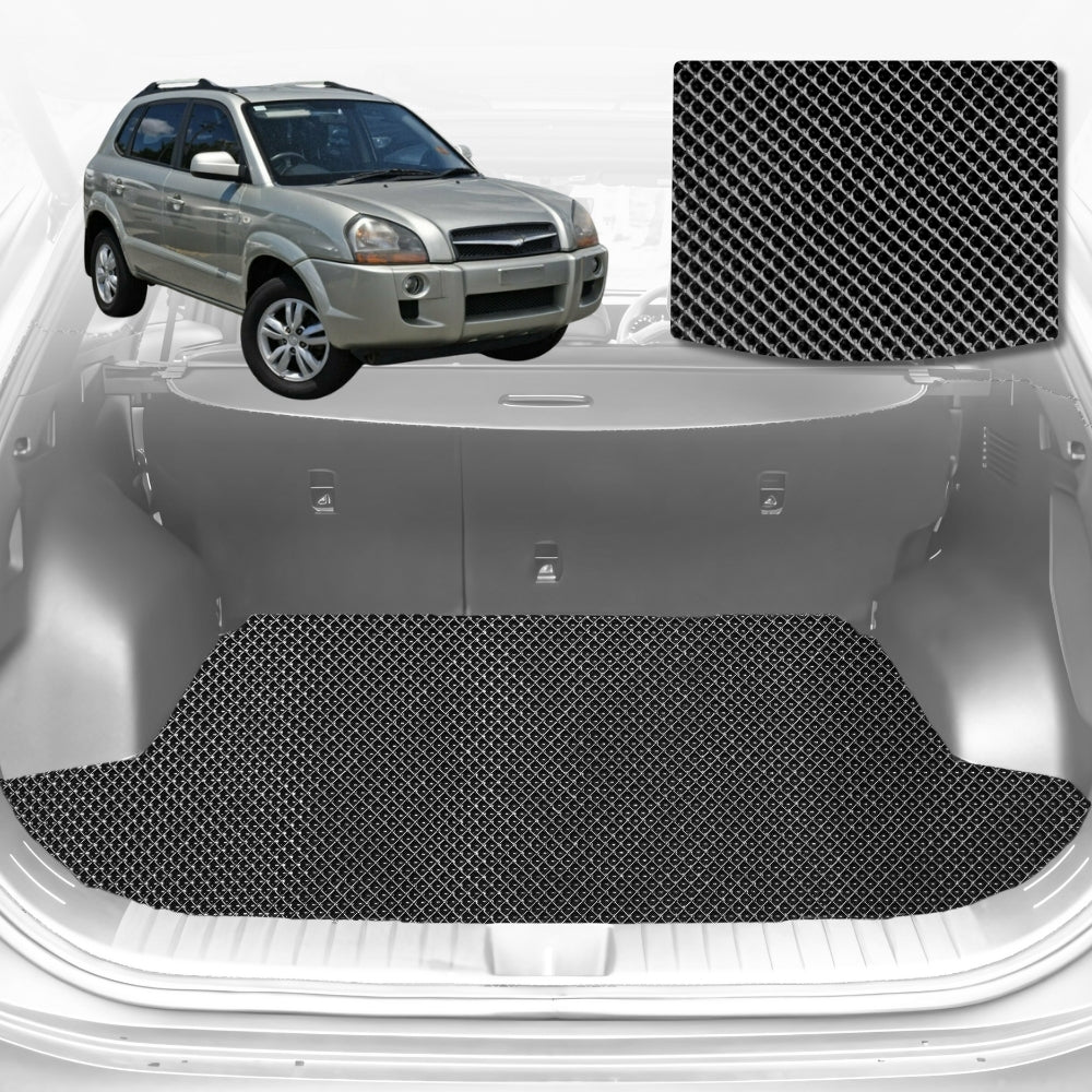 6D Diamond Car Boot Mat for Hyundai Tucson JM2004-2009-Cargo Mat-Black-Outback GT