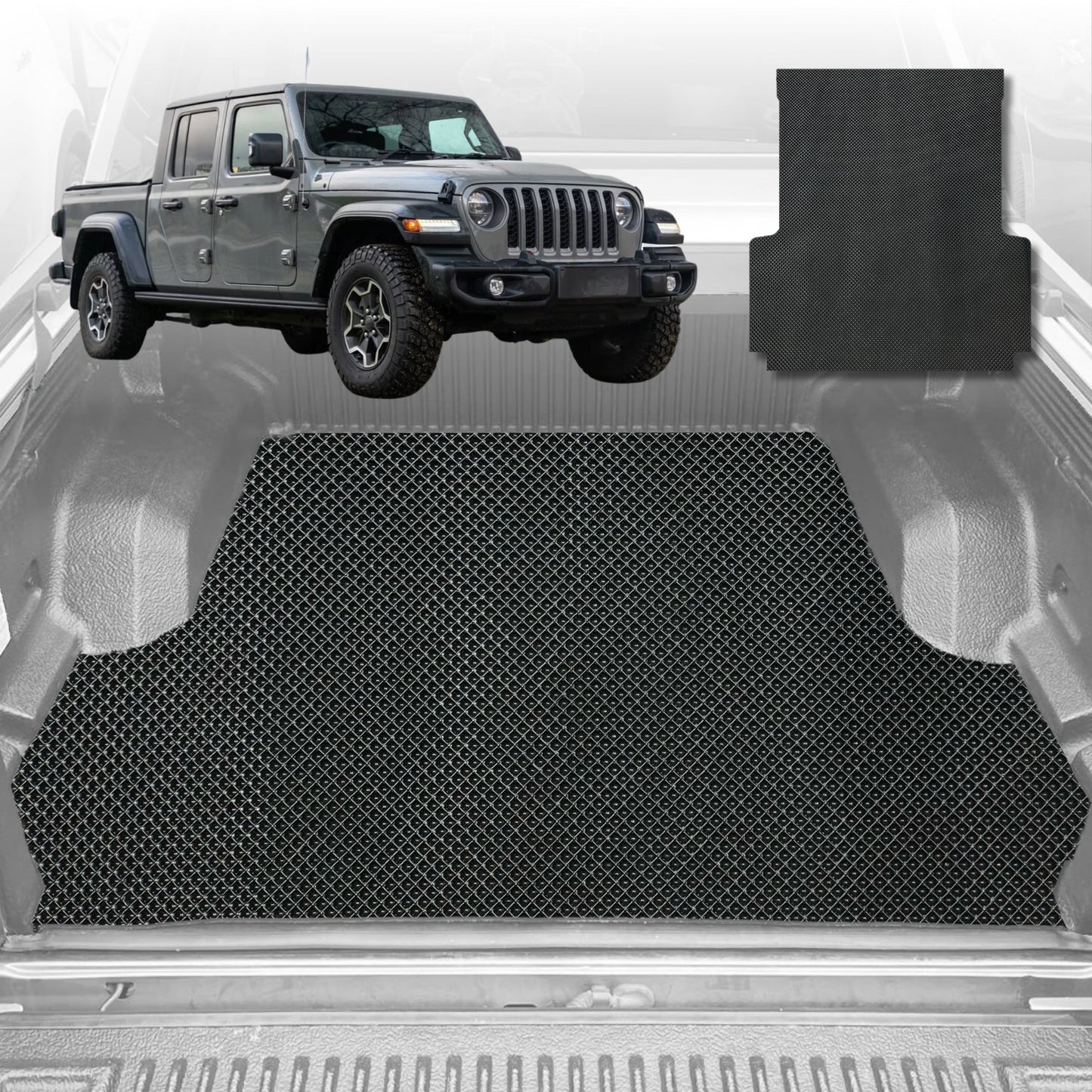 6D Diamond Ute Tub Mat for Jeep Gladiator JT 2020-Current-Black-Outback GT