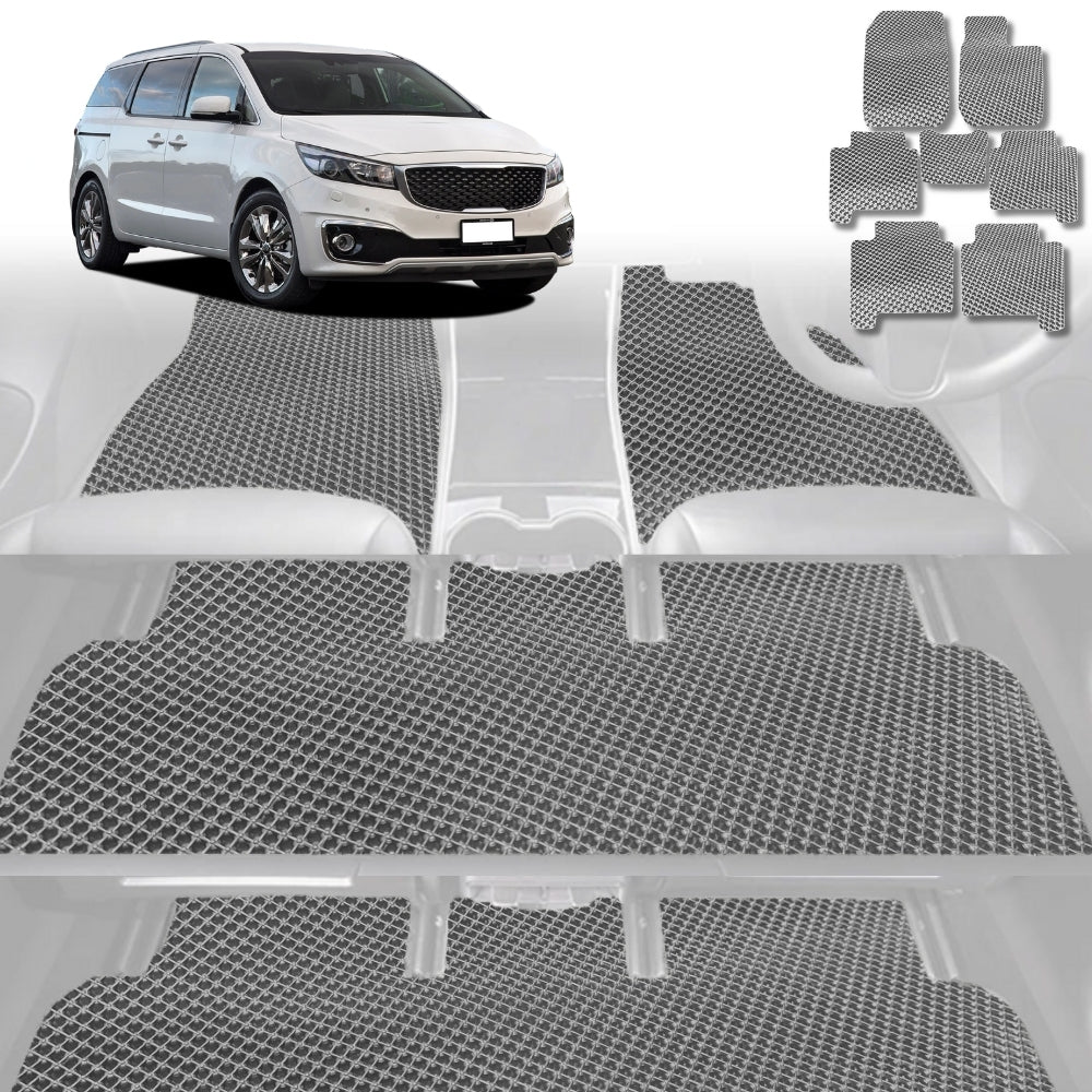 6D Diamond Car Floor Mats for Kia Carnival 2015-2020-Ultimate Set-Grey-Outback GT