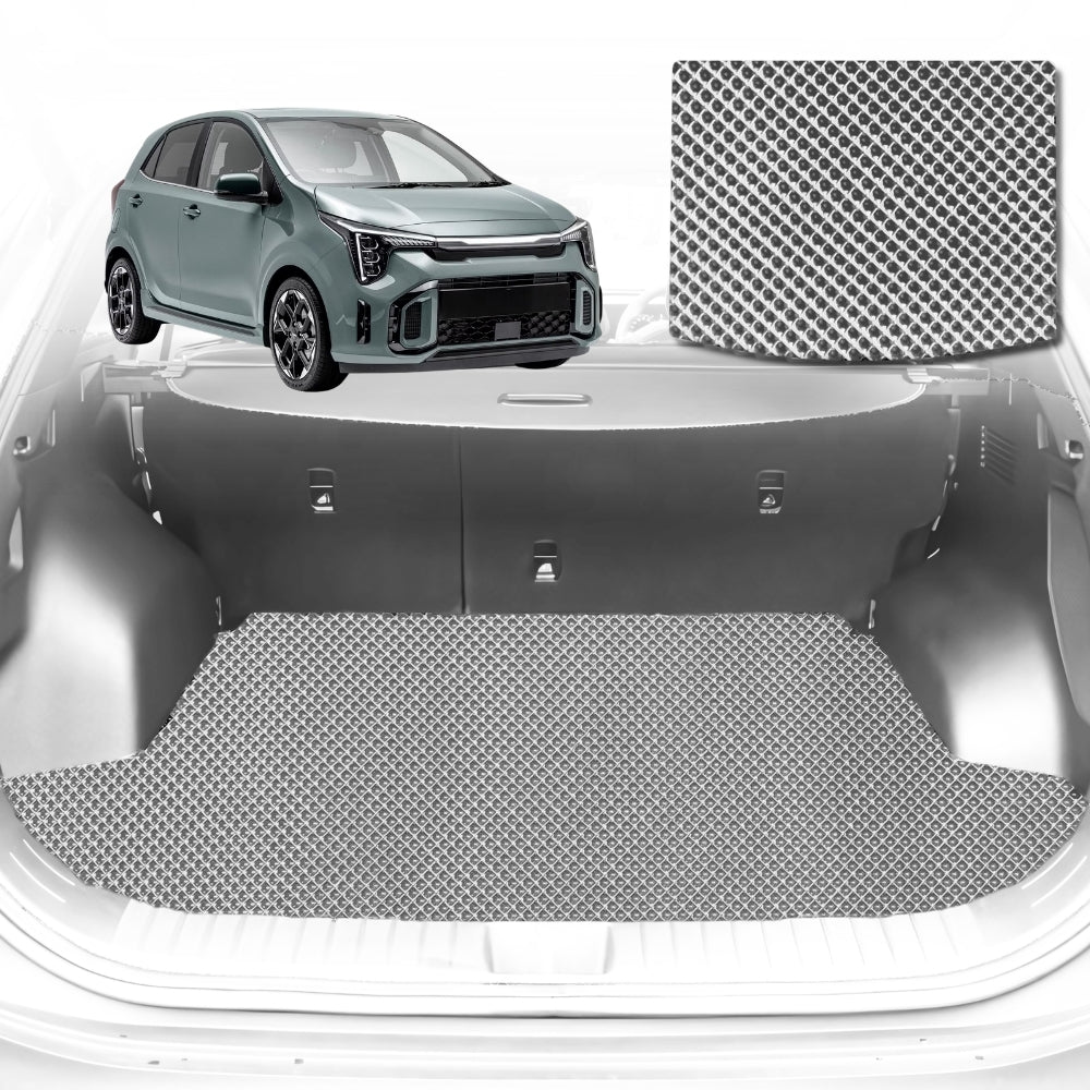 6D Diamond Car Boot Mat for Kia Picanto (JA)2017-Current-Cargo Mat-Grey-Outback GT