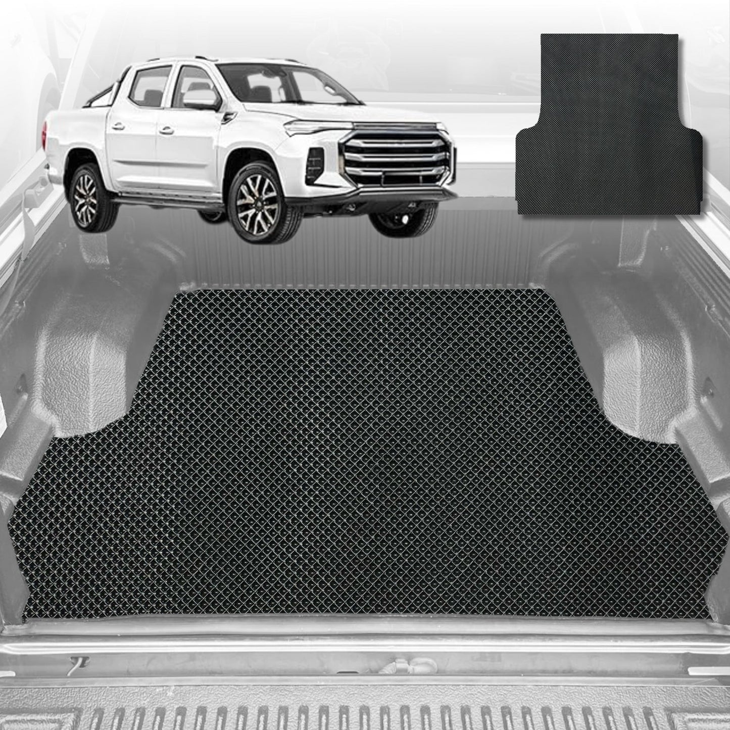 6D Diamond Ute Tub Mat for LDV T60 Max T60 Pro 2017-Current (with spray on liner or no liner)-Black-Outback GT