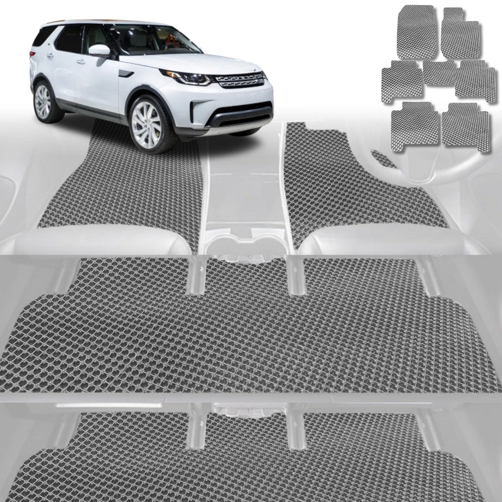 6D Diamond Car Floor Mats for Land Rover Discovery (D4)2009-2017-Ultimate Set-Grey-Outback GT