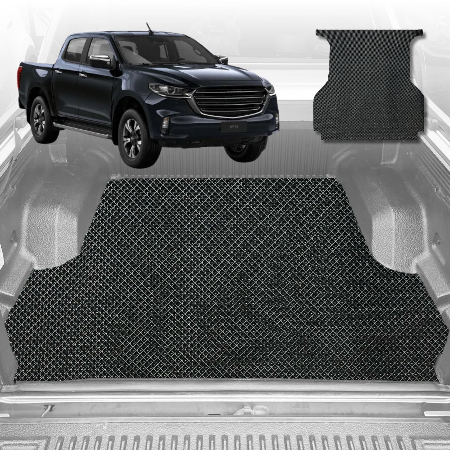 6D Diamond Ute Tub Mat for Mazda BT-50 Dual Cab (UP UR) 2011-2020-Black-Outback GT