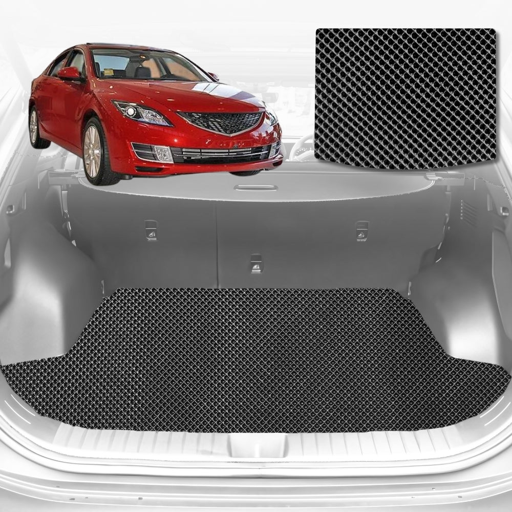 6D Diamond Car Boot Mat for Mazda 6 GG, GH, GY, GH12002-2008-Sedan-Cargo Mat-Black-Outback GT