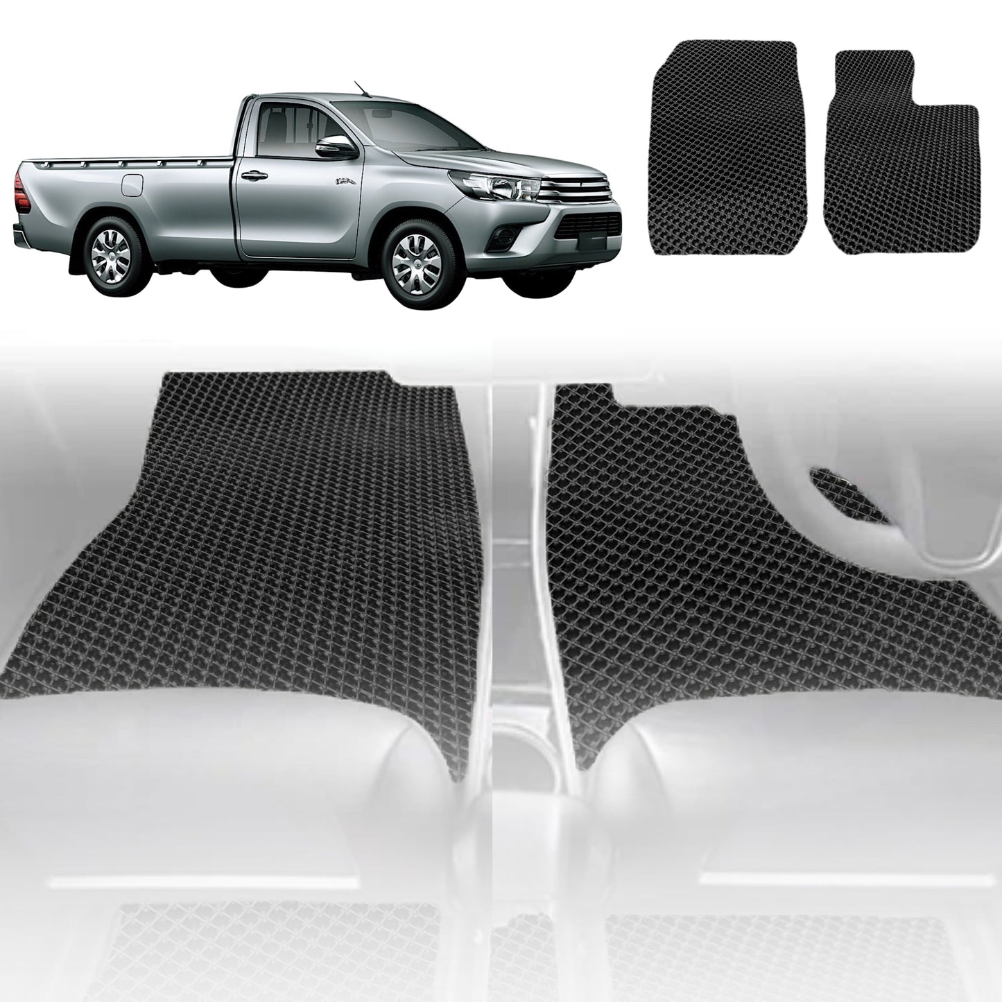 6D Diamond Car Floor Mats for Toyota Hilux Single Cab 2015-Current-Outback GT