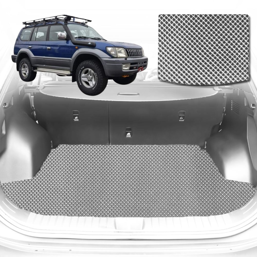 6D Diamond Car Boot Mat for Toyota Prado 90 Series1996-2003-Cargo Mat-Grey-Outback GT