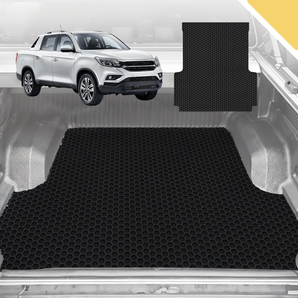 Outback GT 6D Pro Ute Tub Mat for SsangYong Musso LWB Dual Cab 2018-Current (With Factory Plastic Tub Liner) - Black