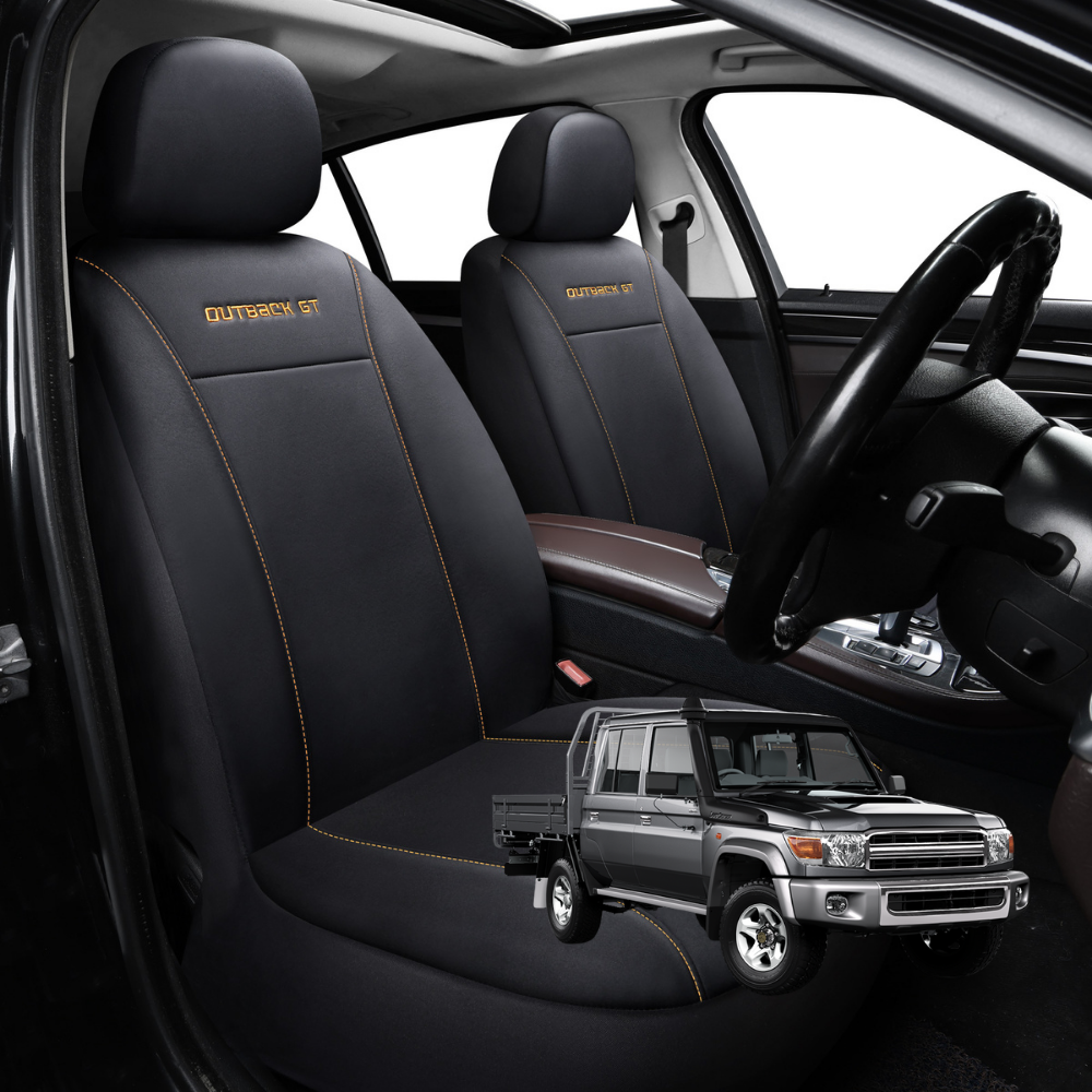 Car Seat Cover for Toyota LandCruiser 79 Series Double Cab 2012 - Current - Black-Front Only