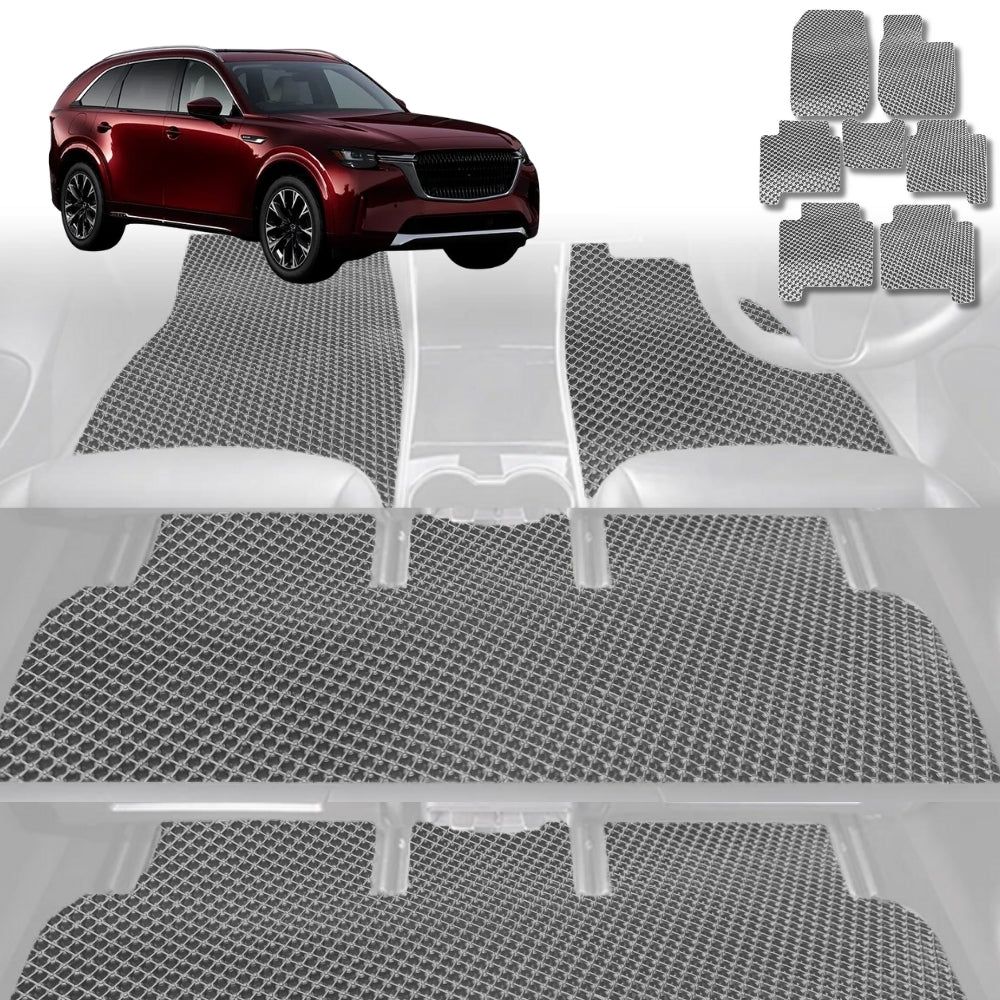 6D Diamond Car Floor Mats for All-new Mazda CX-90 2024-Current-Ultimate Set-Grey-Outback GT