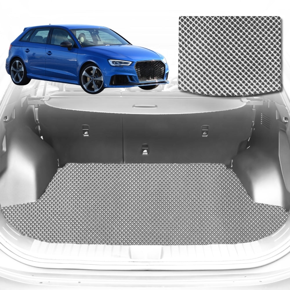 6D Diamond Car Boot Mat for Audi A3 S3 RS3 8V 2013-2021-Hatch-Cargo Mat-Grey-Outback GT