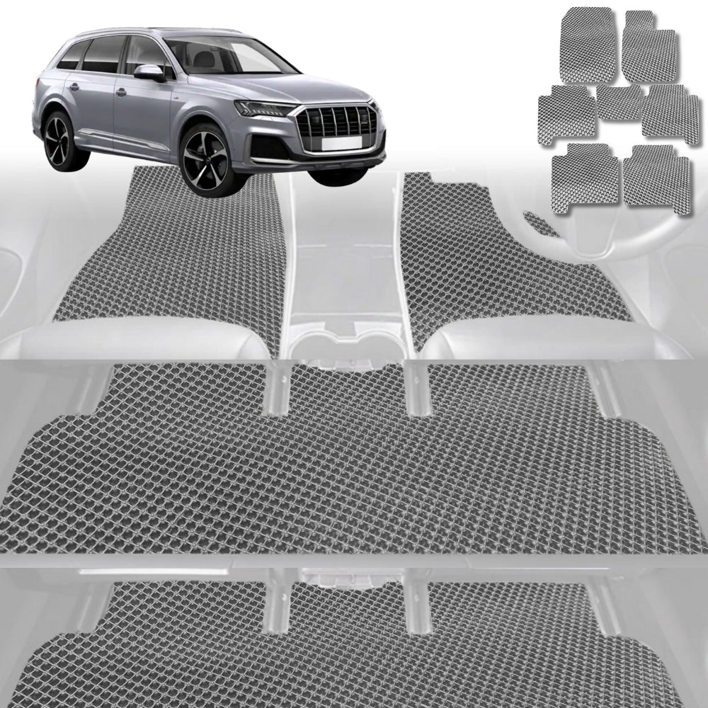6D Diamond Car Floor Mats for Audi Q7 SQ7 2005-2015-Ultimate Set-Grey-Outback GT