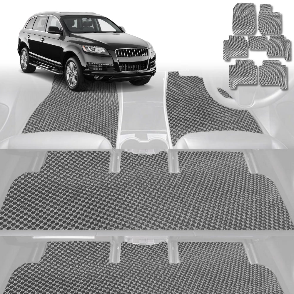6D Diamond Car Floor Mats for Audi Q7 SQ7 2015-Current-Ultimate Set-Grey-Outback GT