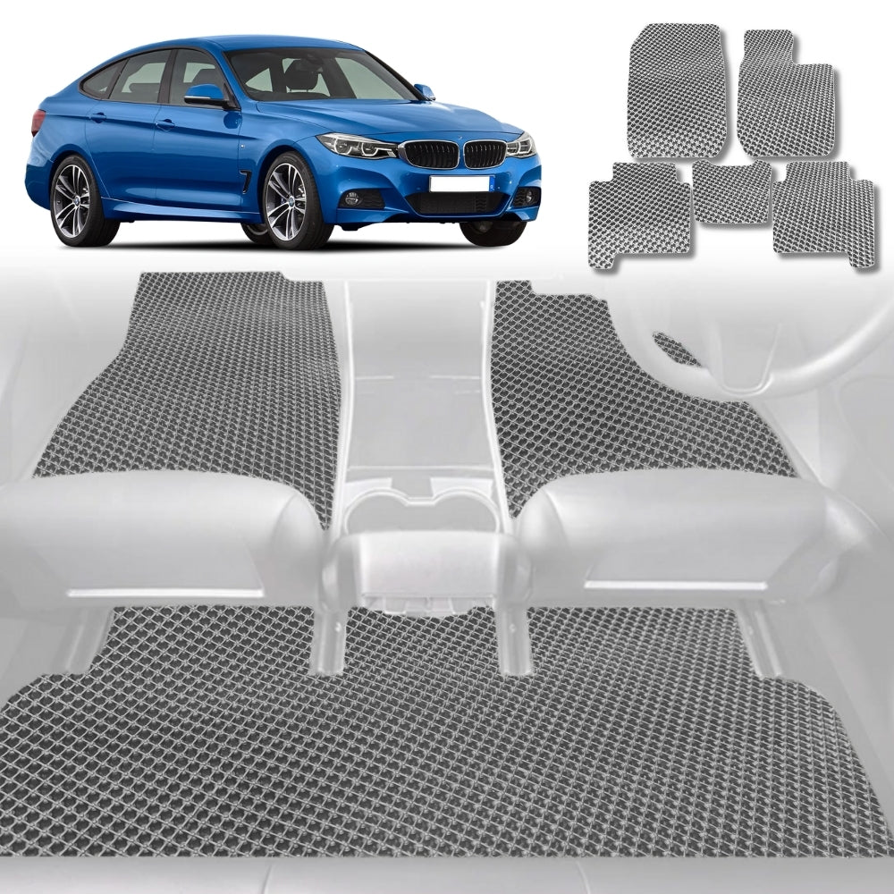 6D Diamond Car Floor Mats for BMW 3 Series 2011-2018-Full Set-Grey-Outback GT