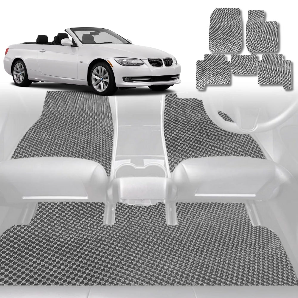 6D Diamond Car Floor Mats for BMW 3 Series Coupe/Convertible (E92 E93)2005-2013-Full Set-Grey-Outback GT