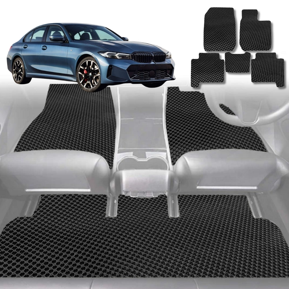 6D Diamond Car Floor Mats for BMW 3 Series (G20 G21)2018-Current-Full Set-Black-Outback GT