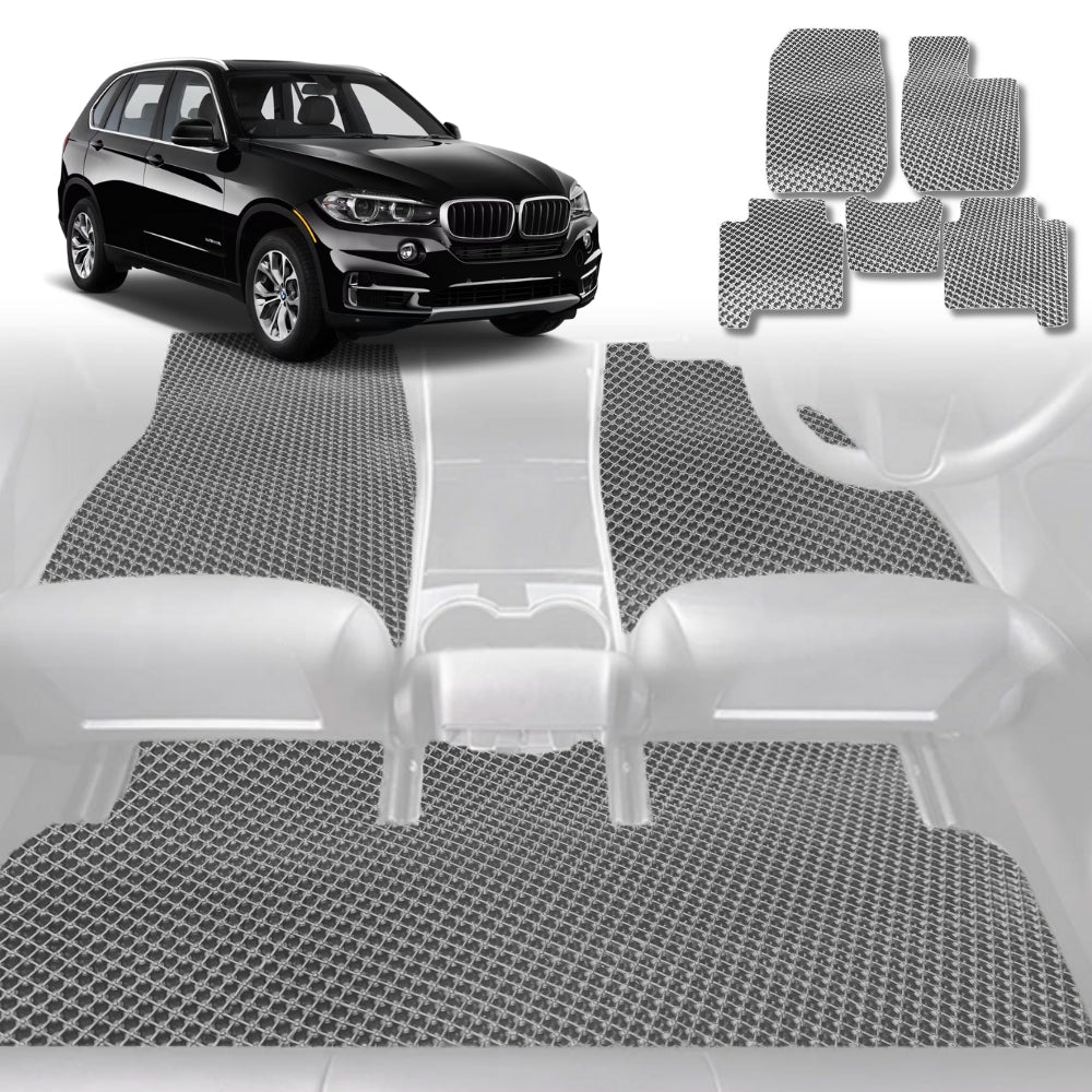 6D Diamond Car Floor Mats for BMW X5 2018-Current-Full Set-Grey-Outback GT