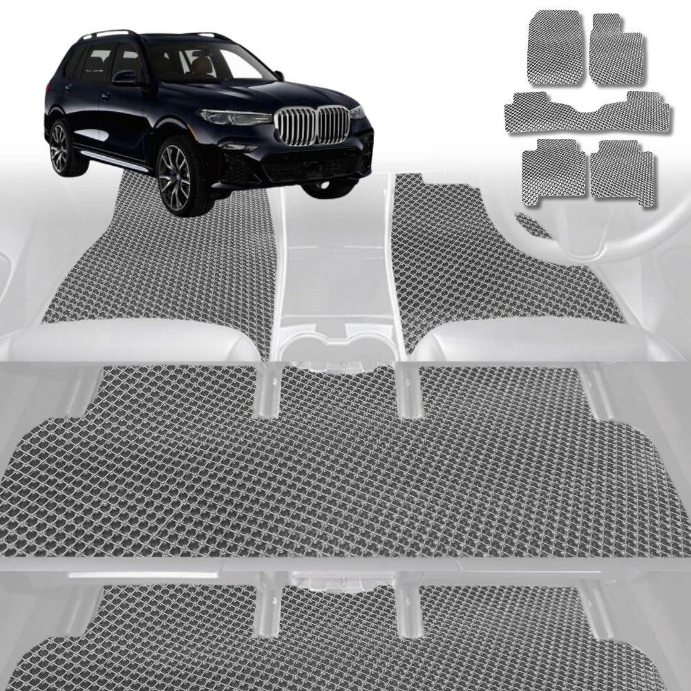6D Diamond Car Floor Mats for BMW X7 2019-Current-Ultimate Set-Grey-Outback GT