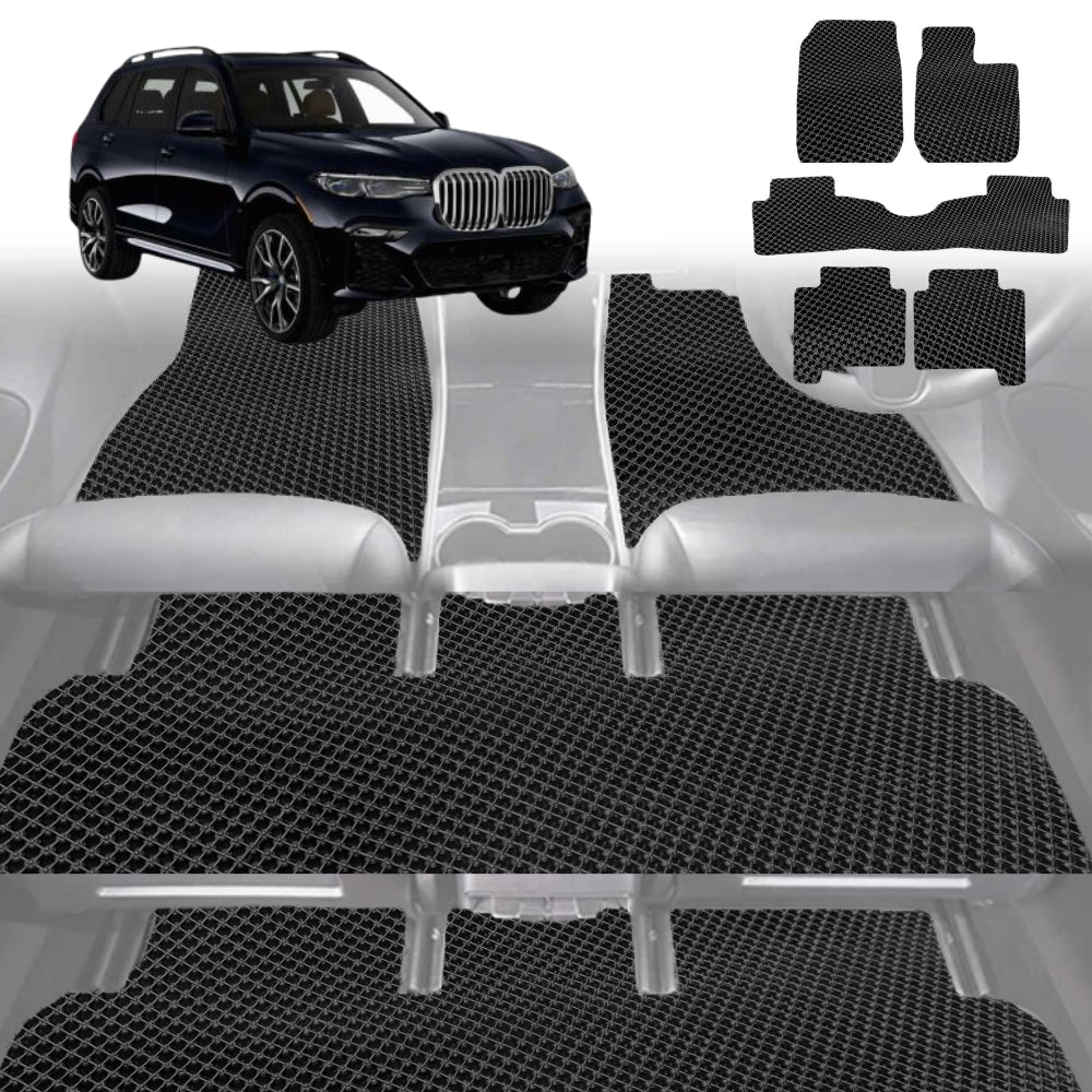 6D Diamond Car Floor Mats for BMW X7 2019-Current-Ultimate Set-Black-Outback GT