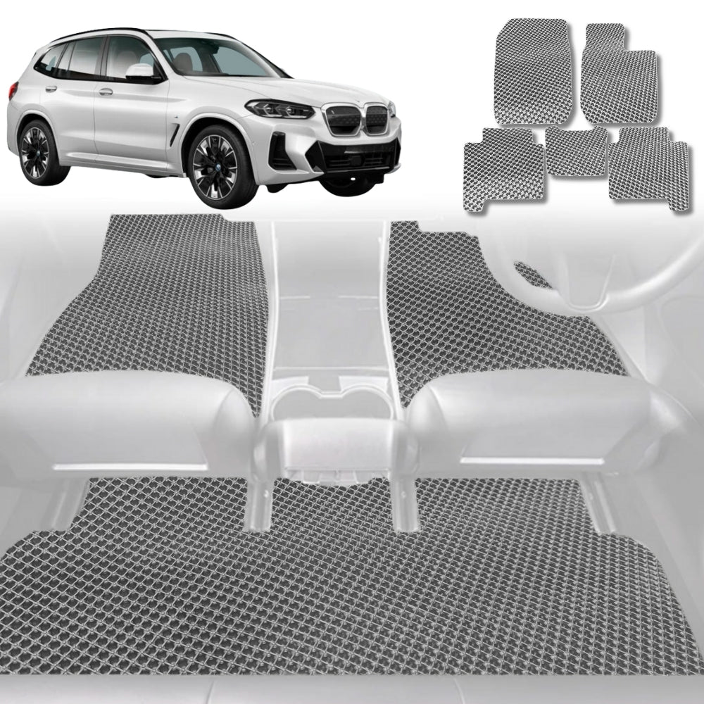 6D Diamond Car Floor Mats for BMW iX3 2022-Current-Full Set-Grey-Outback GT