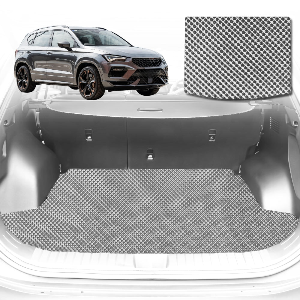 6D Diamond Car Boot Mat for Cupra Ateca 2016-Current-Cargo Mat-Grey-Outback GT