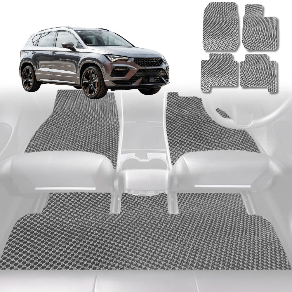 6D Diamond Car Floor Mats for Cupra Ateca 2016-Current-Full Set-Grey-Outback GT