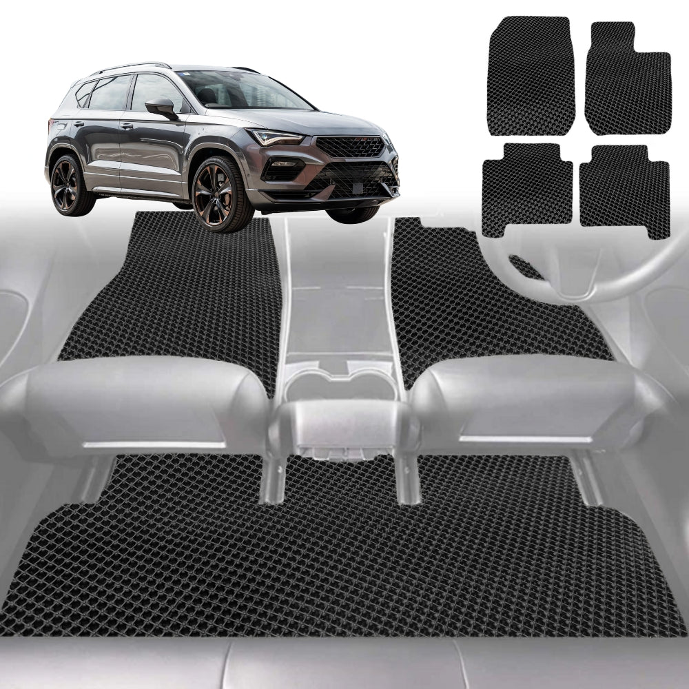 6D Diamond Car Floor Mats for Cupra Ateca 2016-Current-Full Set-Black-Outback GT