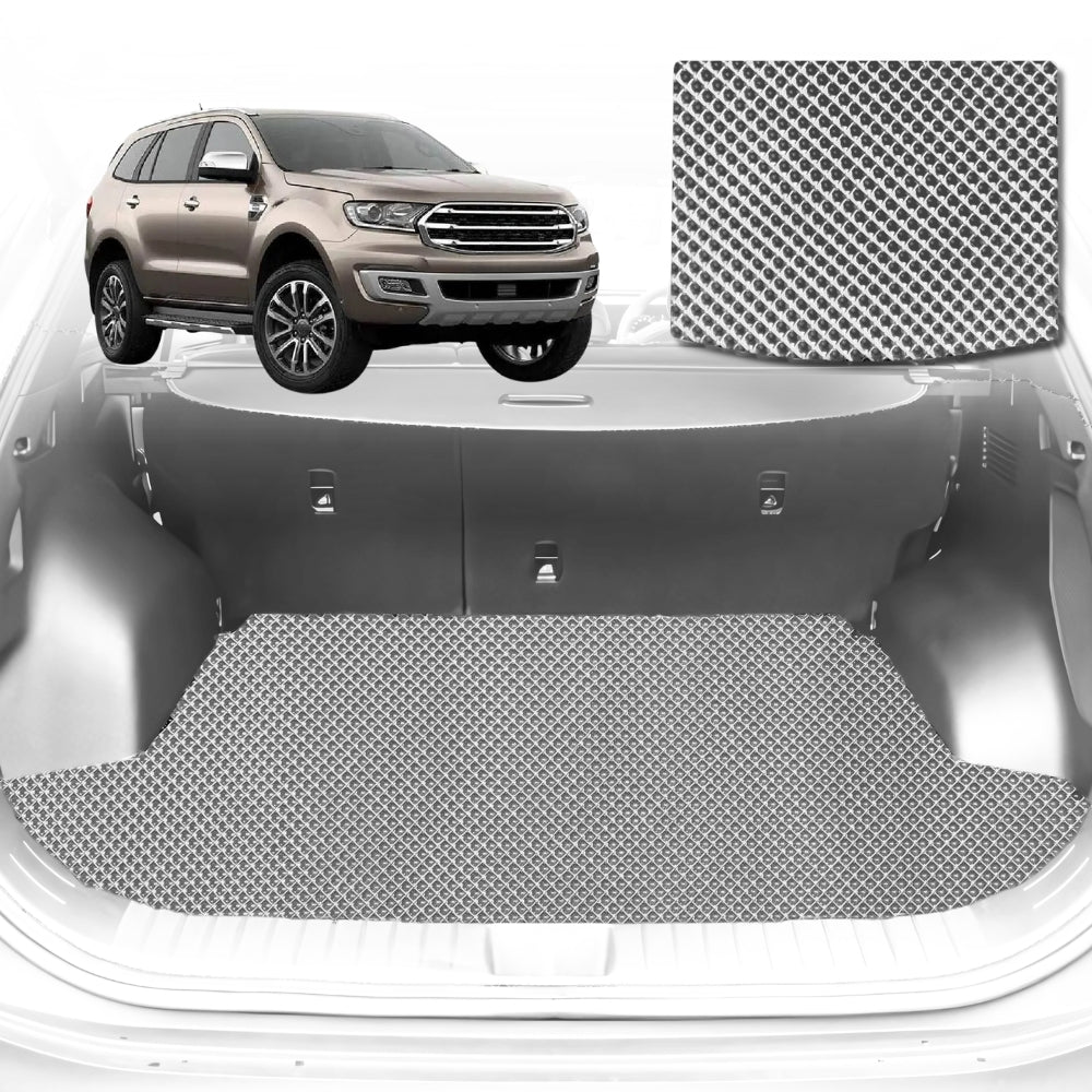 6D Diamond Car Boot Mat for Ford Everest UA 2015-2021-(3rd Row folded/5 seater)-Cargo Mat-Grey-Outback GT