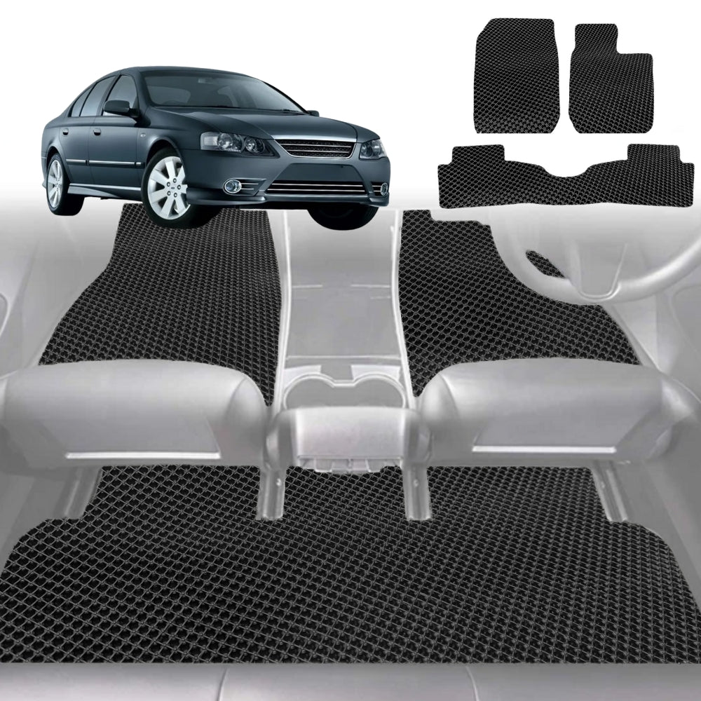 6D Diamond Car Floor Mats for Ford Fairmont 2002-2008-Full Set-Black-Outback GT
