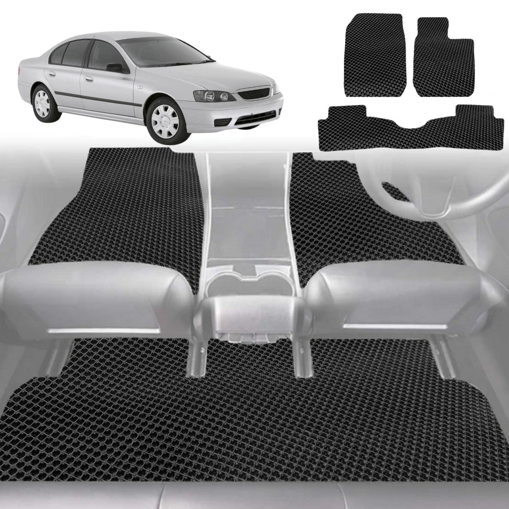 6D Diamond Car Floor Mats for Ford Falcon 2002-2008 BA BF-Full Set-Black-Outback GT