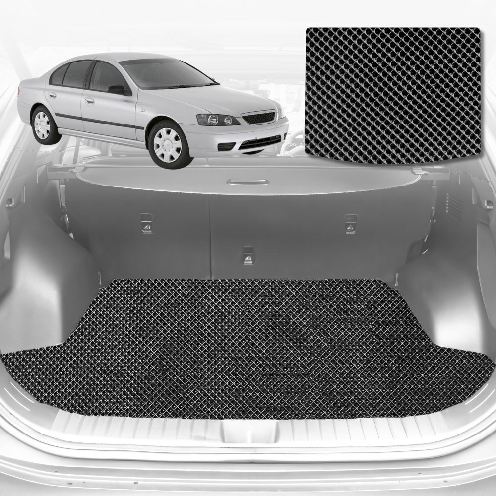 6D Diamond Car Boot Mat for Ford Falcon (BA BF)2002-2008-Cargo Mat-Black-Outback GT