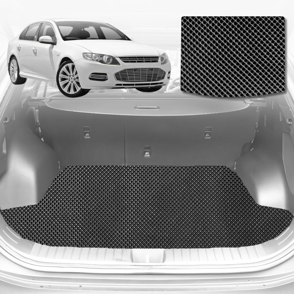 6D Diamond Car Boot Mat for Ford Falcon (FGX)2014-2016-Sedan-Cargo Mat-Black-Outback GT