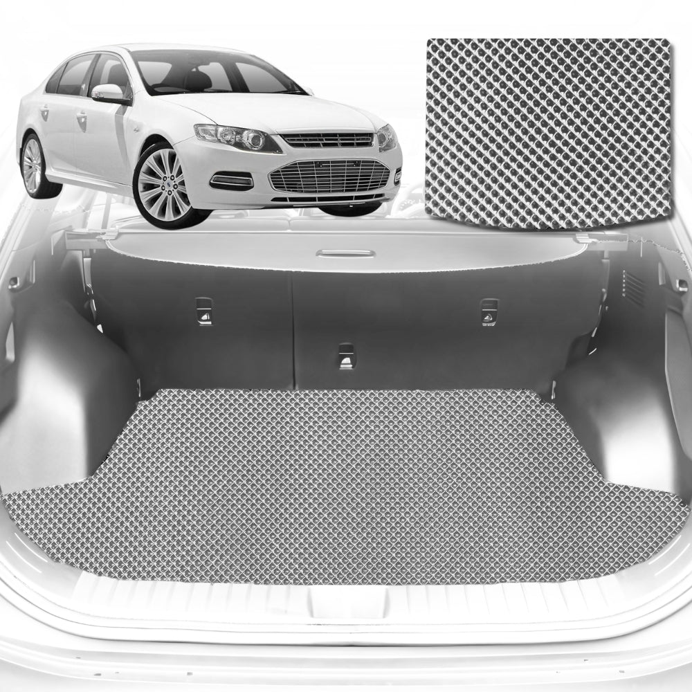 6D Diamond Car Boot Mat for Ford Falcon (FGX)2014-2016-Sedan-Cargo Mat-Grey-Outback GT